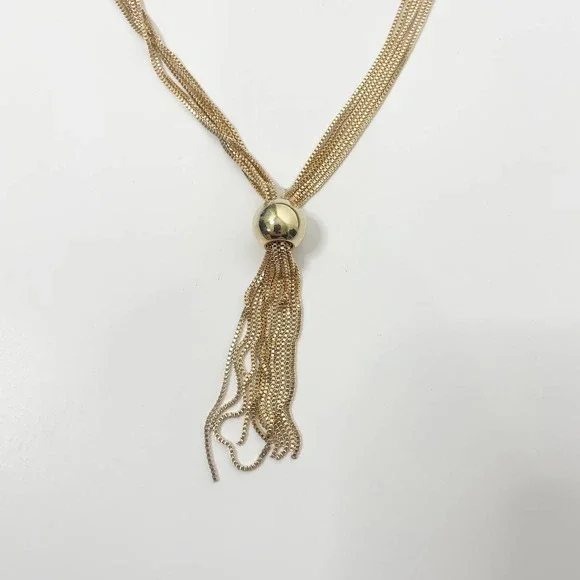 NEW Tassel Choker Necklace Ball Decor Twisted Snake Chain Lobster Claw - Picture 6 of 12